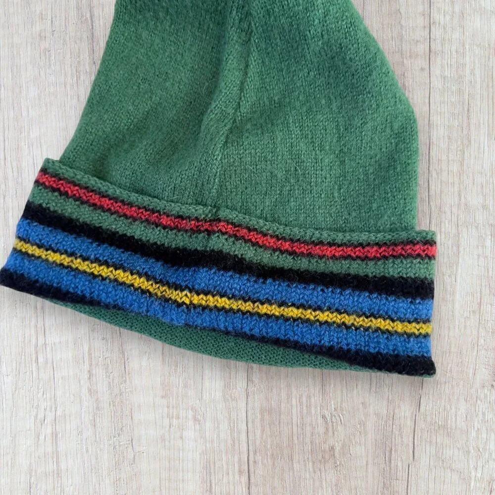 Handmade Green Knit Elf Hat Long Tassel duPont Orlon Yarn Cottagecore Vintage